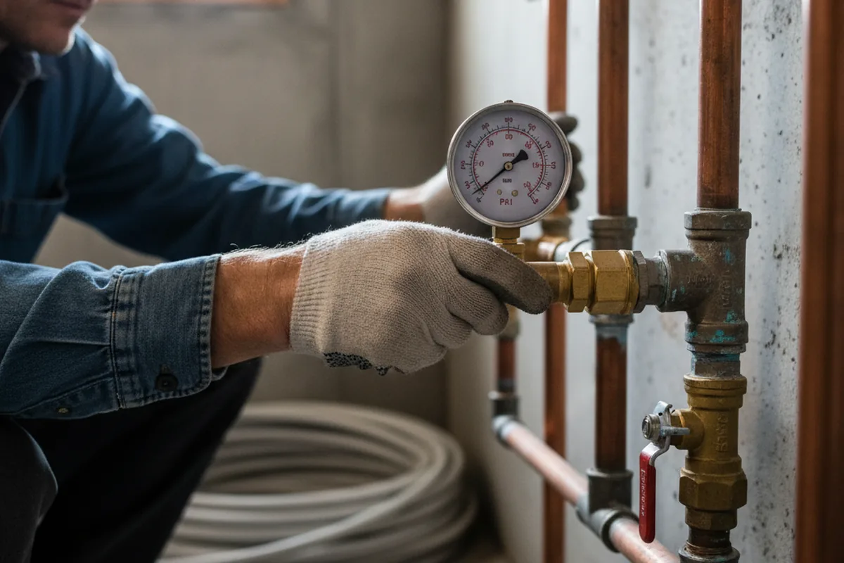 Pressure testing a repaired line during Water Line Repair in Feeding Hills